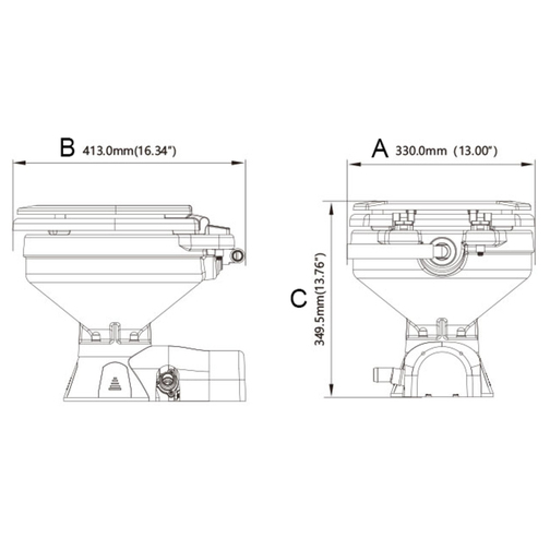 Seaflo Compact Bowl Quiet Flush Electric Toilet Measurements