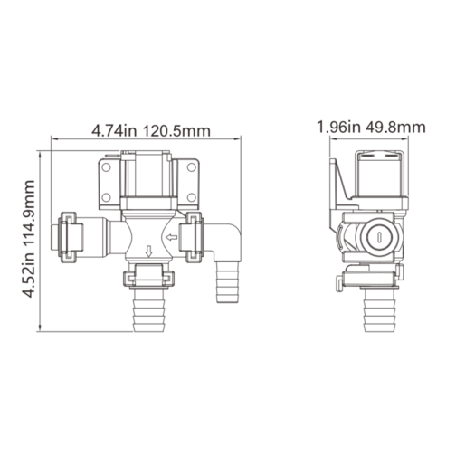 Seaflo Electric Toilet Solenoid Valve and Siphon Breaker Measurements