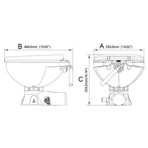 Seaflo Regular Bowl Quiet Flush Electric Toilet Measurements