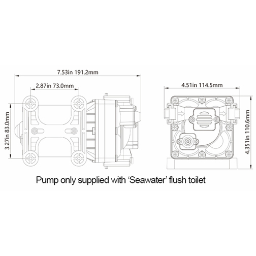 Seaflo Electric Toilet Seawater System Pump Measurement