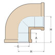 Guidi Brass 90-Degree Elbow Socket Measurements