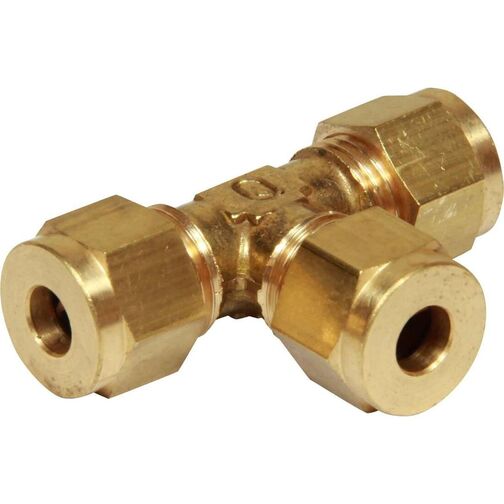 Brass Equal Tee Coupling Compression Fitting - 1/4"