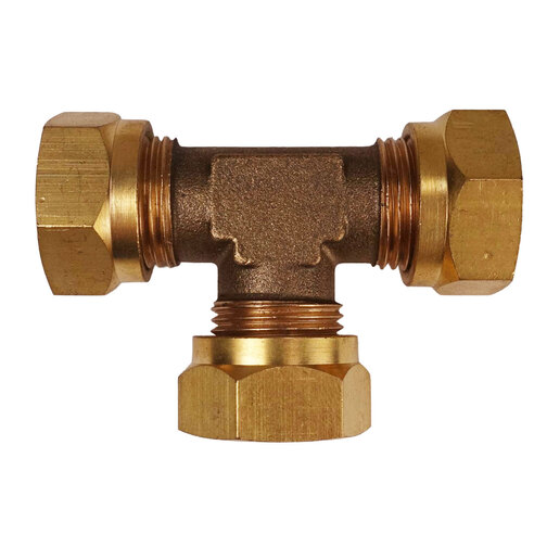 Brass Equal Tee Coupling Compression Fitting - 3/8"