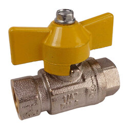 Brass Female Socket Yellow Tee Handle Ball Valve - 1/4"
