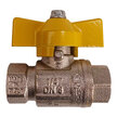 Brass Female Socket Yellow Tee Handle Ball Valve - 1/4"