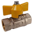 Brass Female Socket Yellow Tee Handle Ball Valve - 3/8"