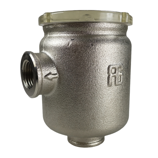 Guidi Tirreno Nickle-plated Brass Water Strainers with Transparent Cap - 1/2"