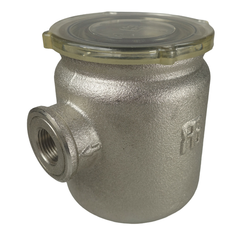 Guidi Tirreno Nickle-plated Brass Water Strainers with Transparent Cap - 3/8"